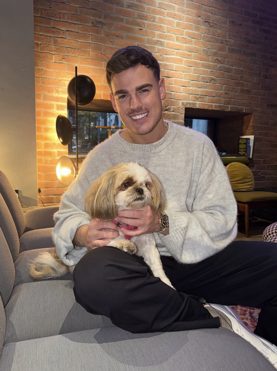 James Blake with his Shih Tzu Lillie